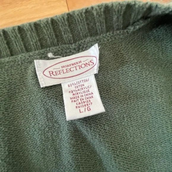 Northern Reflections Dark Green Floral Heart Sweater - Picture 4 of 5